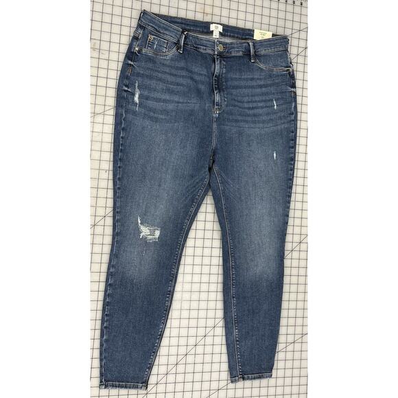 River Island Plus 18 Blue Jeans Skinny Ripped Distressed I4 - Picture 1 of 13
